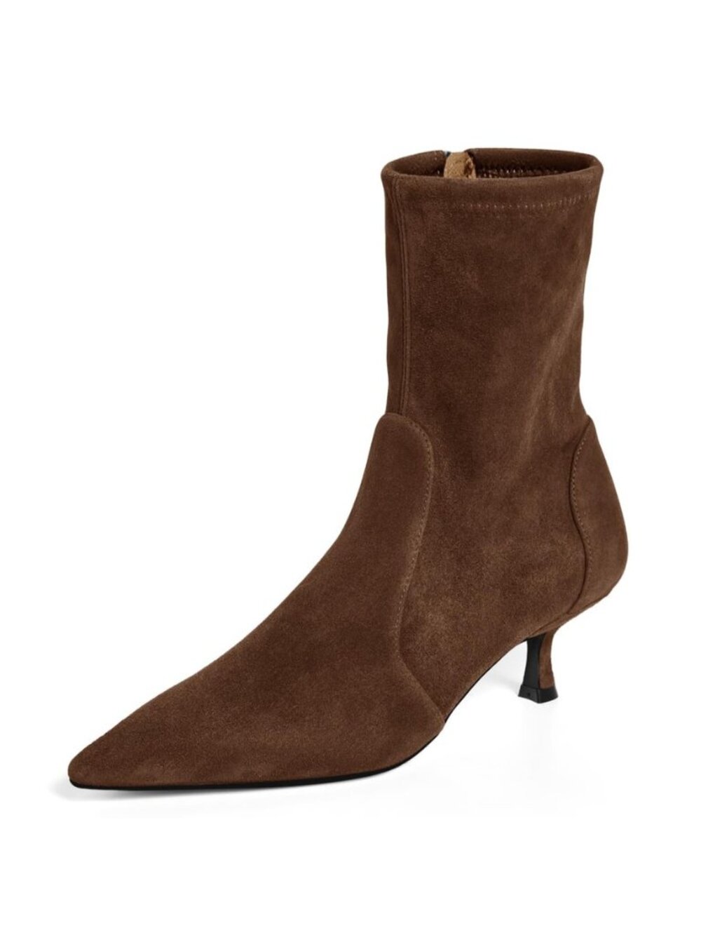 Womens Low Kitten Heel Ankle Boots Pointed Toe Booties Side Zipper Fall Shoes